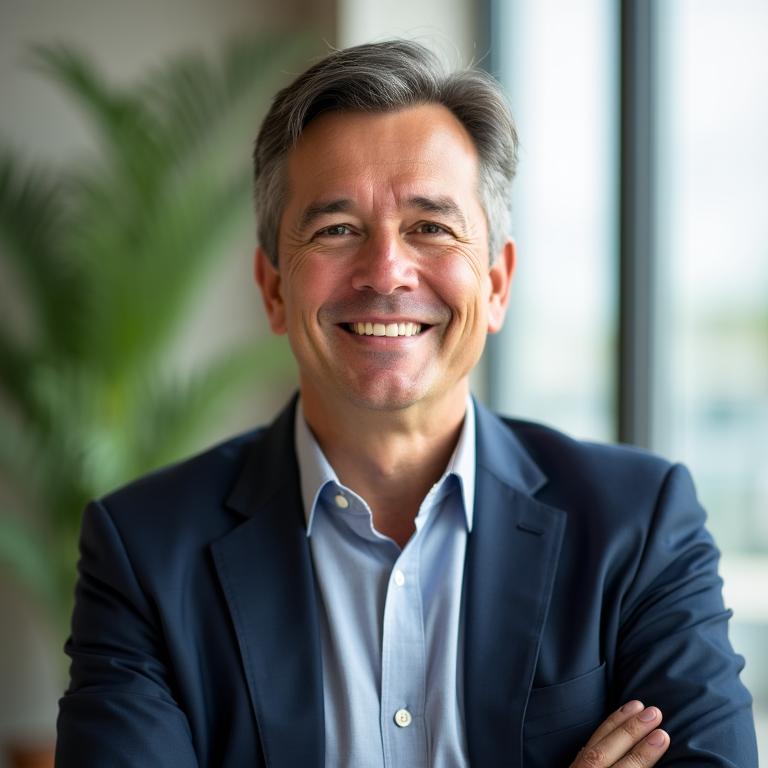 James Whitmore, interview coach, in a relaxed professional setting